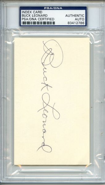 Buck Leonard Signed 3 x 5 Index Card PSA/DNA