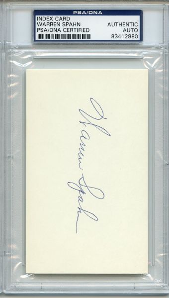 Warren Spahn Signed 3 x 5 Index Card PSA/DNA