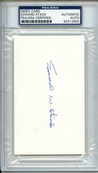 Edward Stack Signed 3 x 5 Index Card PSA/DNA