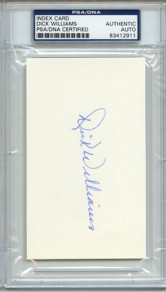 Dick Williams Signed 3 x 5 Index Card PSA/DNA