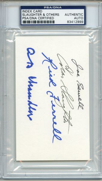 Sewell Slaughter Ferrell Chandler Multi Signed 3 x 5 Index Card PSA/DNA