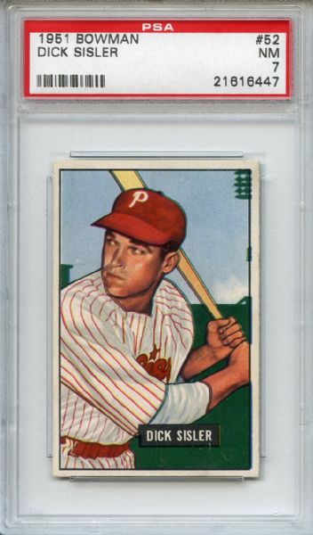 1951 Bowman 52 Dick Sisler PSA NM 7