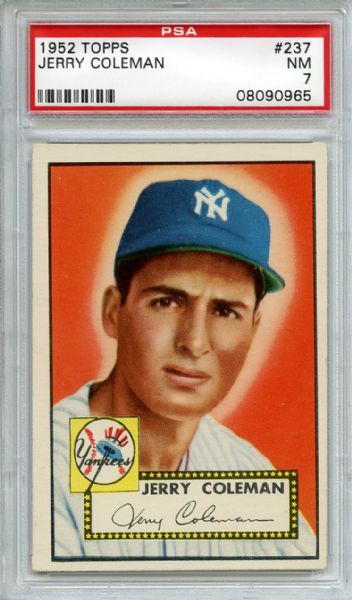 1952 Topps 237 Jerry Coleman PSA NM 7