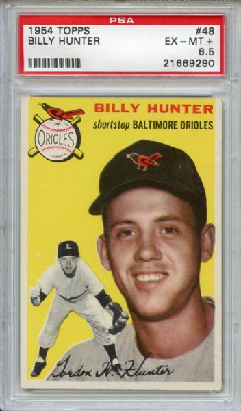 1954 Topps 48 Billy Hunter PSA EX-MT+ 6.5