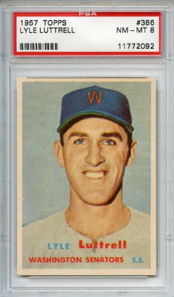 1957 Topps 386 Lyle Luttrell PSA NM-MT 8