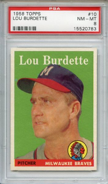1958 Topps 10 Lou Burdette PSA NM-MT 8