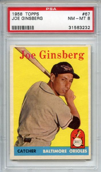 1958 Topps 67 Joe Ginsberg PSA NM-MT 8