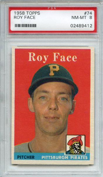 1958 Topps 74 Roy Face PSA NM-MT 8