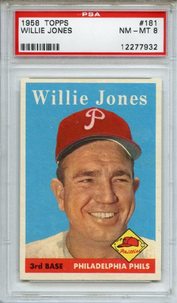 1958 Topps 181 Willie Jones PSA NM-MT 8