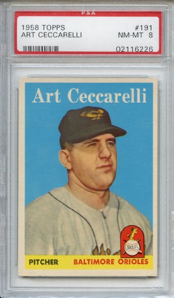 1958 Topps 191 Art Ceccarelli PSA NM-MT 8
