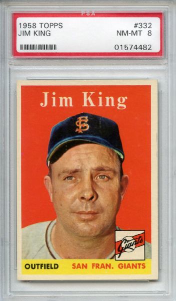 1958 Topps 332 Jim King PSA NM-MT 8
