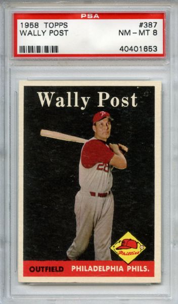 1958 Topps 387 Wally Post PSA NM-MT 8