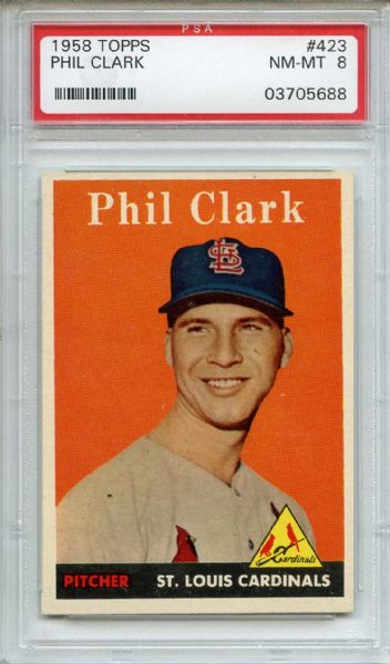1958 Topps 423 Phil Clark PSA NM-MT 8