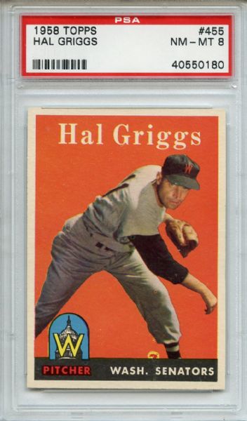 1958 Topps 455 Hal Griggs PSA NM-MT 8