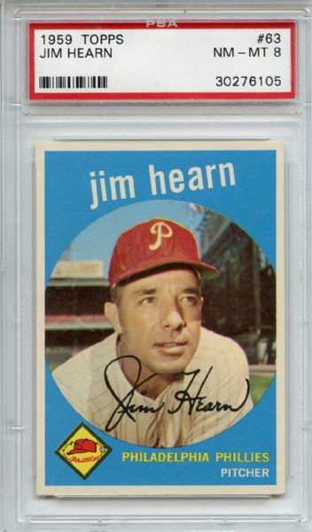 1959 Topps 63 Jim Hearn PSA NM-MT 8