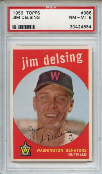 1959 Topps 386 Jim Delsing PSA NM-MT 8