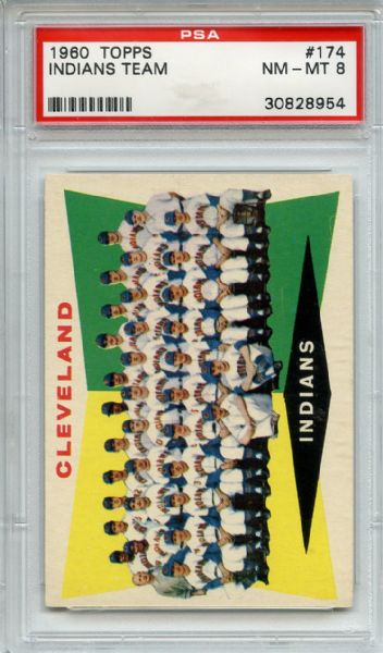 1960 Topps 174 Cleveland Indians Team PSA NM-MT 8
