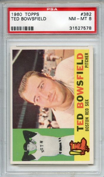 1960 Topps 382 Ted Bowsfield PSA NM-MT 8