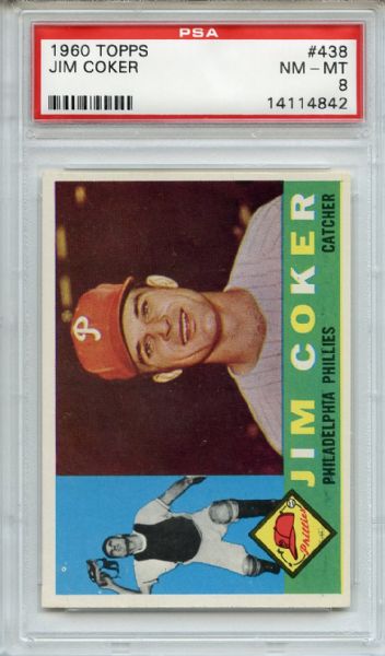 1960 Topps 438 Jim Coker PSA NM-MT 8