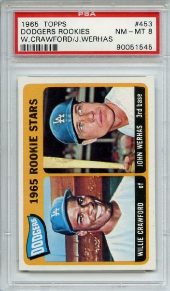 1965 Topps 453 Los Angeles Dodgers Rookies PSA NM-MT 8