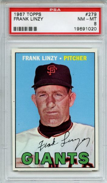 1967 Topps 279 Frank Linzy PSA NM-MT 8