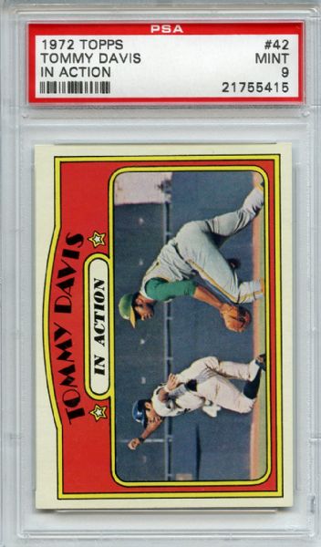 1972 Topps 42 Tommy Davis In Action PSA MINT 9
