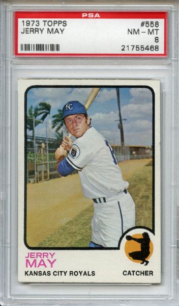 1973 Topps 558 Jerry May PSA NM-MT 8