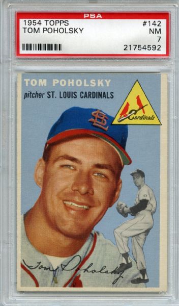 1954 Topps 142 Tom Poholsky PSA NM 7