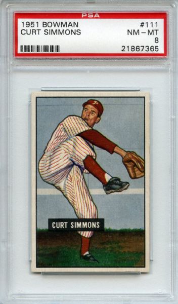 1951 Bowman 111 Curt Simmons PSA NM-MT 8