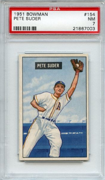1951 Bowman 154 Pete Suder PSA NM 7