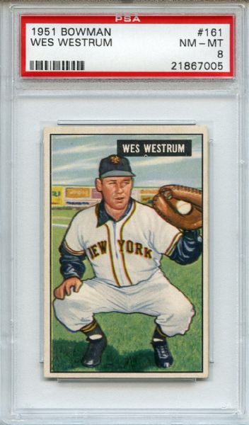 1951 Bowman 161 Wes Westrum PSA NM-MT 8