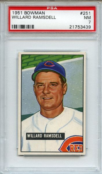 1951 Bowman 251 Willard Ramsdell PSA NM 7