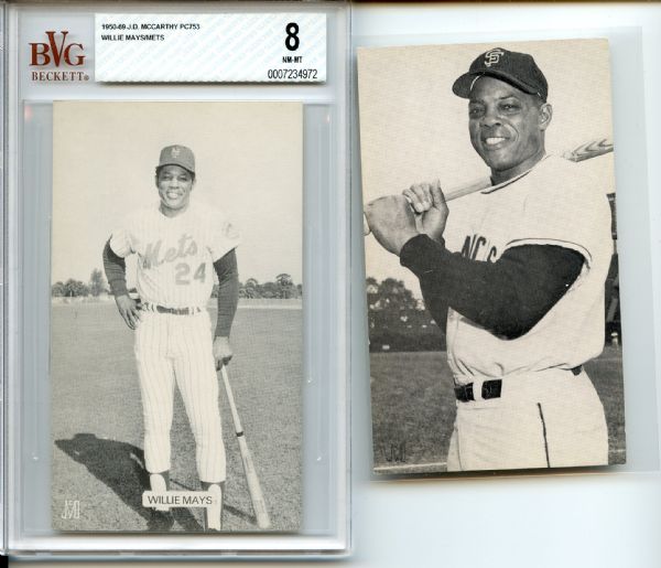 (2) J.D. McCarthy Willie Mays - one BGS 8, other EX