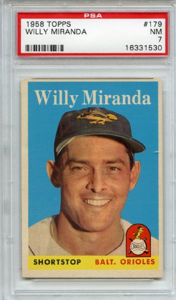1958 Topps 179 Willy Miranda PSA NM 7