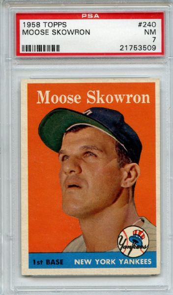 1958 Topps 240 Moose Skowron PSA NM 7