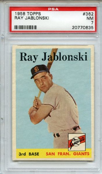 1958 Topps 362 Ray Jablonski PSA NM 7