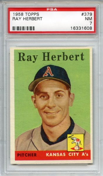 1958 Topps 379 Ray Herbert PSA NM 7