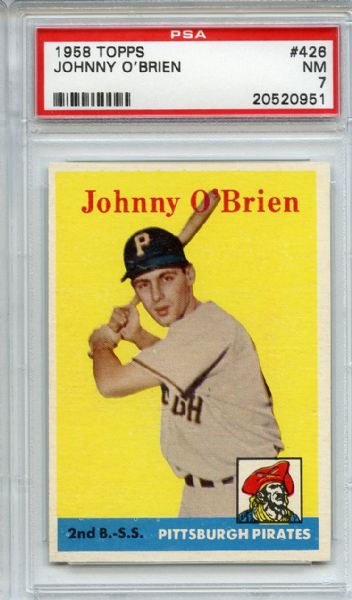 1958 Topps 426 Johnny O'Brien PSA NM 7