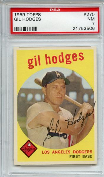 1959 Topps 270 Gil Hodges PSA NM 7