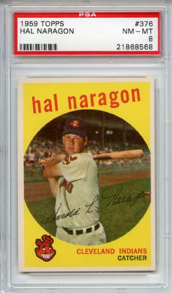 1959 Topps 376 Hal Naragon PSA NM-MT 8
