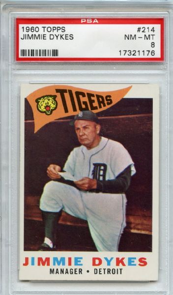 1960 Topps 214 Jimmie Dykes PSA NM-MT 8