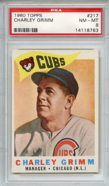 1960 Topps 217 Charley Grimm PSA NM-MT 8
