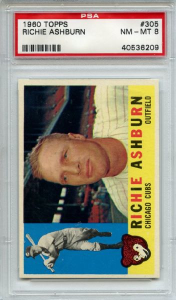 1960 Topps 305 Richie Ashburn PSA NM-MT 8
