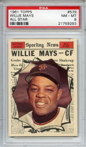 1961 Topps 579 Willie Mays All Star PSA NM-MT 8