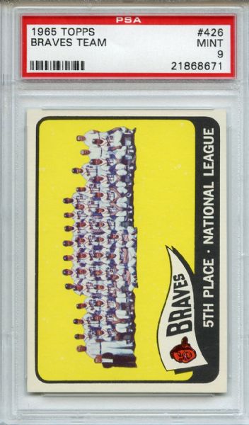 1965 Topps 426 Milwaukee Braves Team PSA MINT 9