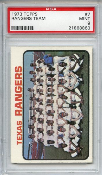 1973 Topps 7 Texas Rangers Team PSA MINT 9