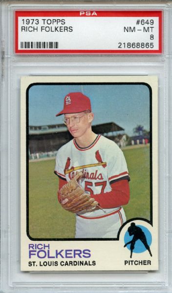 1973 Topps 649 Rich Folkers PSA NM-MT 8
