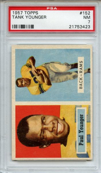1957 Topps 152 Tank Younger PSA NM 7