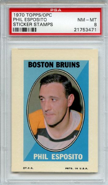 1970 Topps/OPC Sticker Stamps Phil Esposito PSA NM-MT 8
