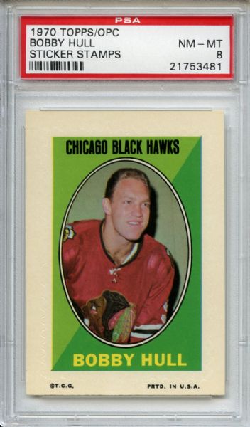 1970 Topps/OPC Sticker Stamps Bobby Hull PSA NM-MT 8